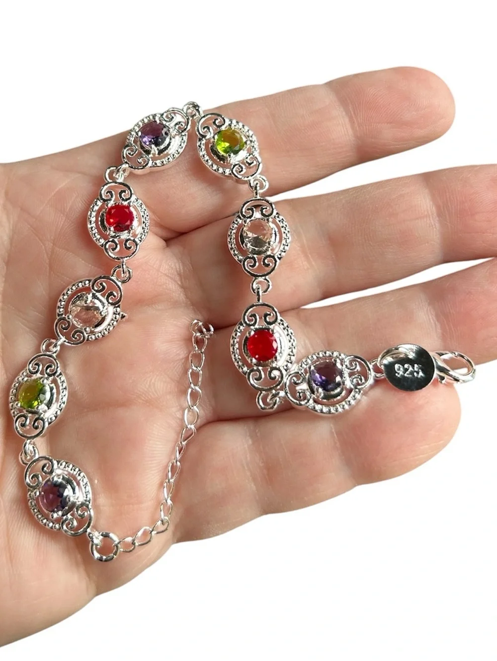 New Multi Colored Stone .925 Bracelet